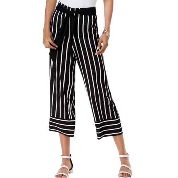 INC International Concepts Pants - 🔵 INC International Concepts Black and White Wide Leg Crop Pants Sz Petite Large